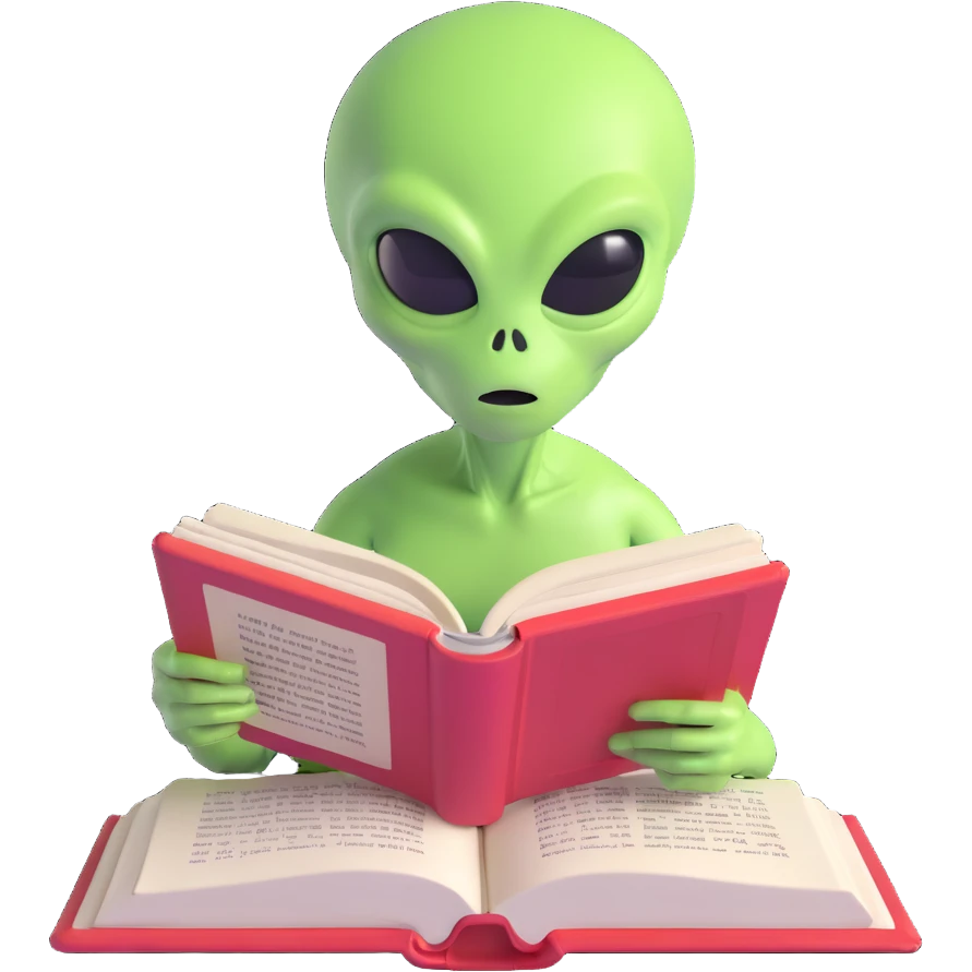 alien reading emoji
