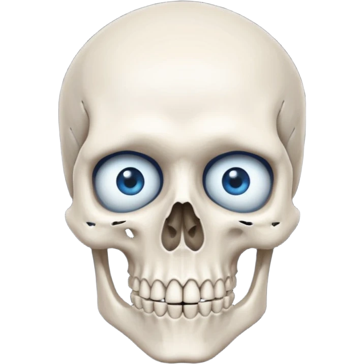 a bone head structure with lone jawline blue eyes total bones appear  emoji