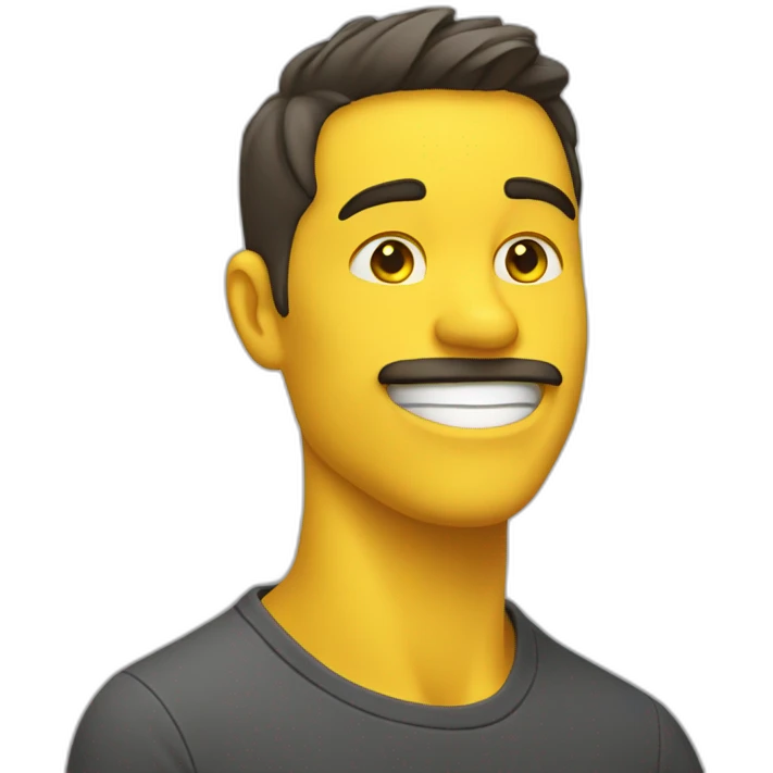 guy touching his jawline with right hand, yellow color emoji