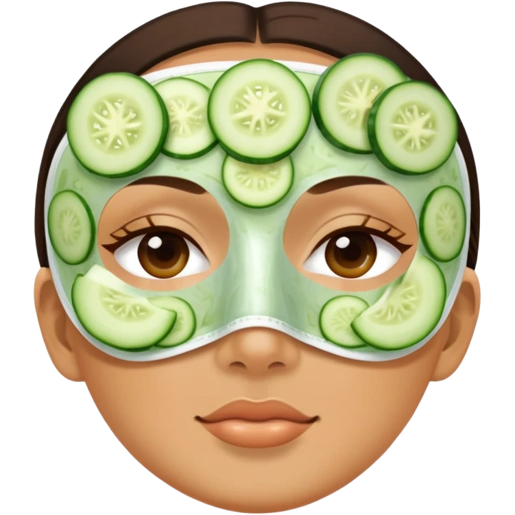 Face mask skincare treatment with cucumber slices on eyes emoji