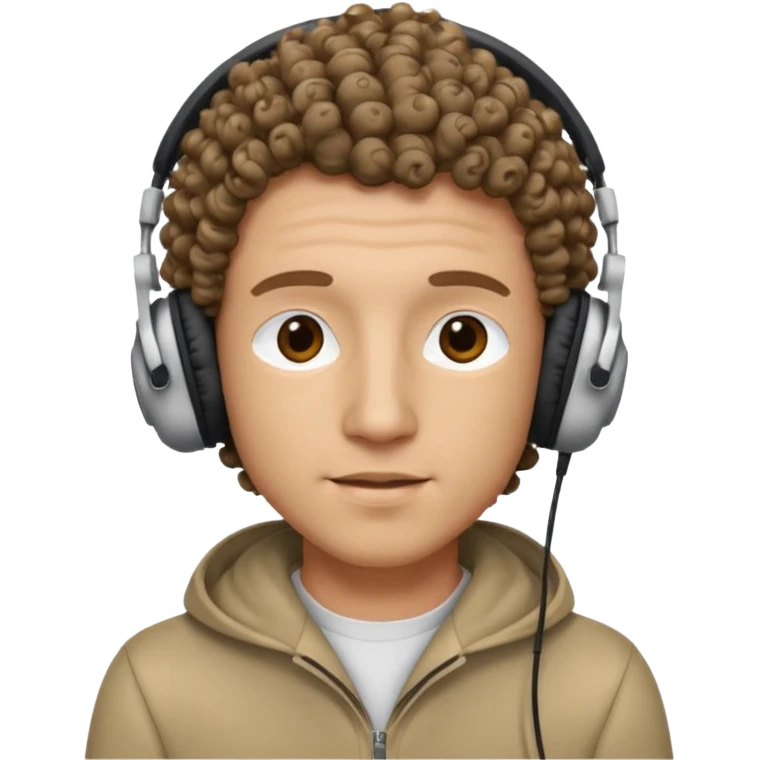 curly hair man wearing headphones no microphone emoji