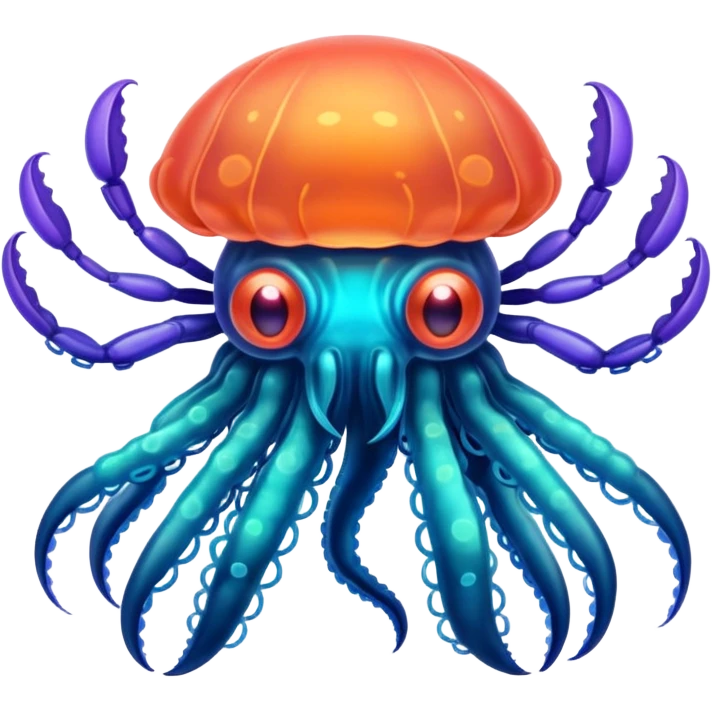 Neon glowing jellyfish-crab-squi emoji