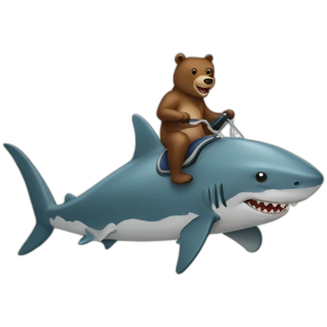 bear riding a shark emoji
