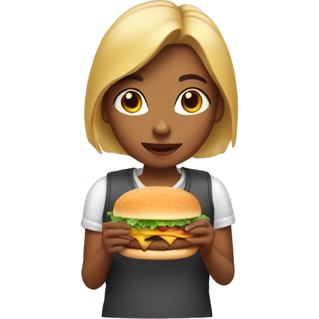 Girl holding burger emoji