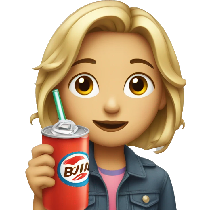 Girl drinking soda emoji