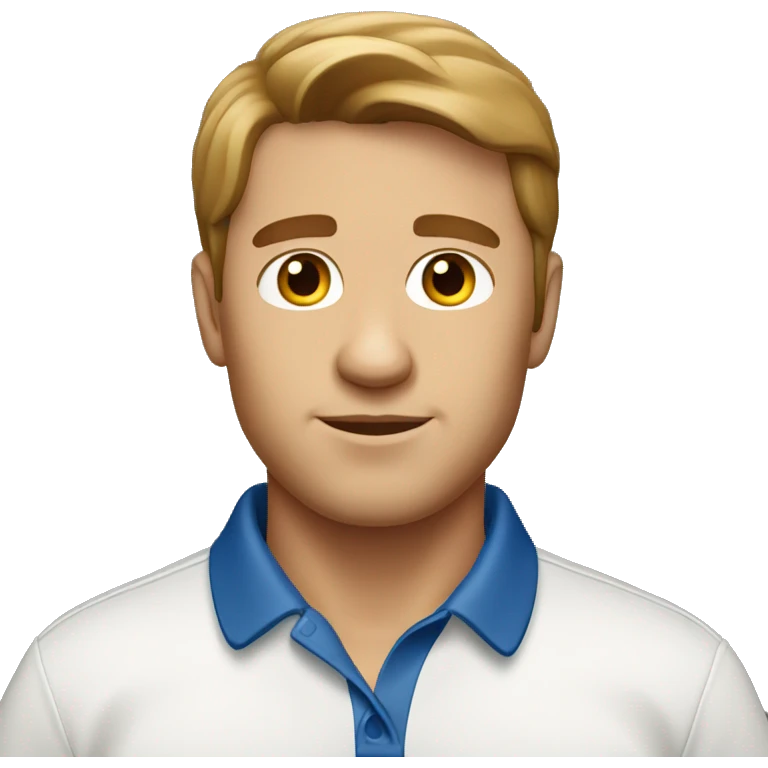 brown hair white man with a polo shirt emoji