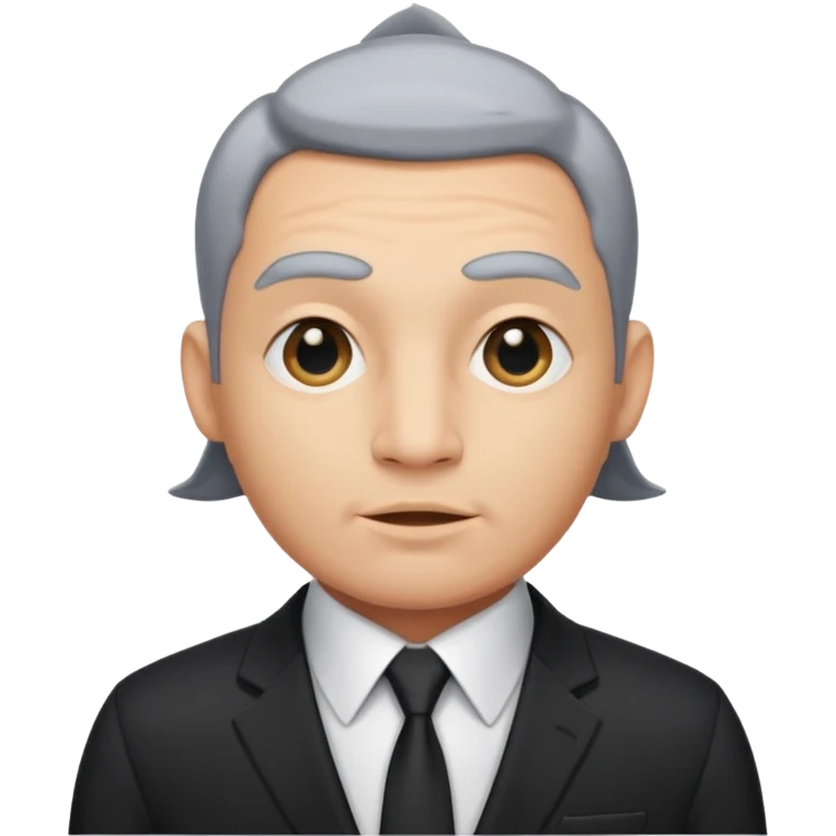 A fish man dressed in a black suit. Its face is grey fish. Just a fish. And The fish is facing upward. The fish’s neck connects smoothly with the collar of the suit. emoji