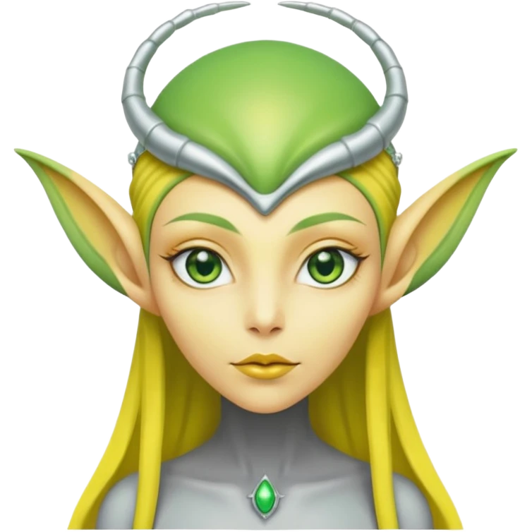  lady alien with yellow skin, Half body. emoji