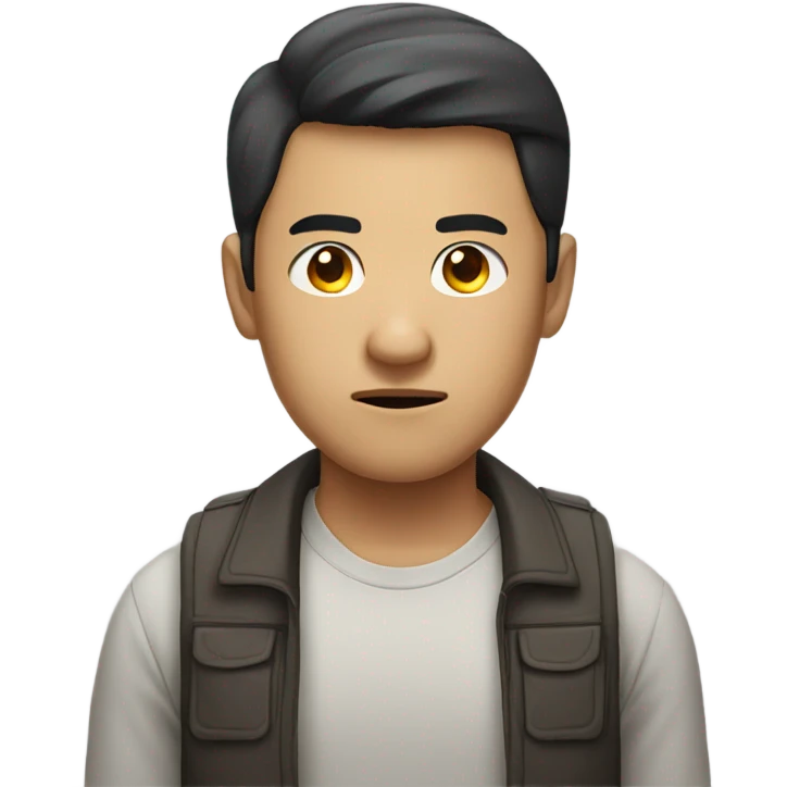 Asian guy squinting emoji
