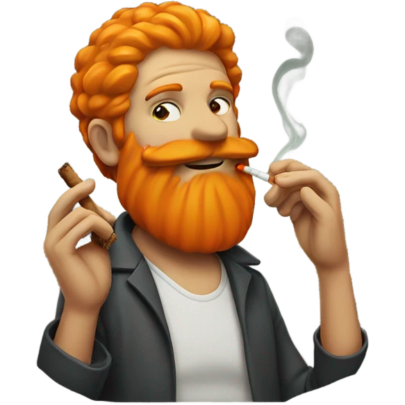 Man with orange beard and hair that is smoking a joint emoji