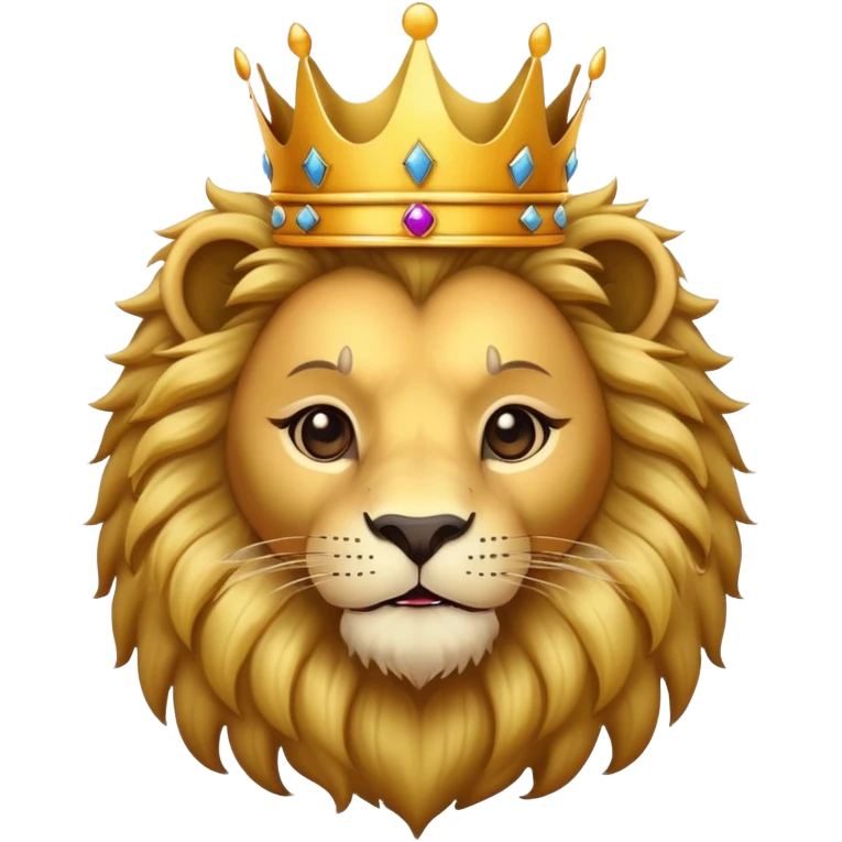 cute lion head with crown on top emoji