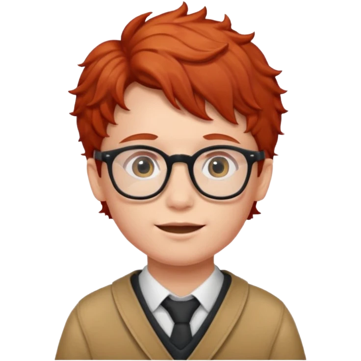 red wavy haired kid with glasses emoji
