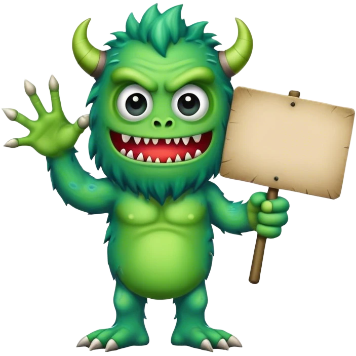 monster holding a sign "agreed" emoji