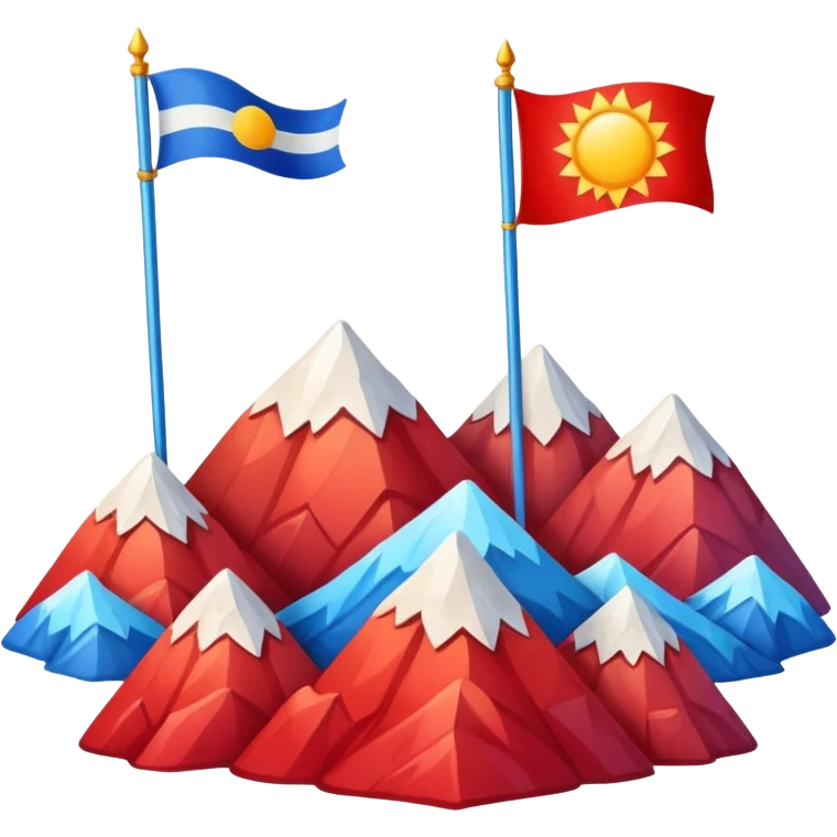 A blue , white and red flag With three mountain and a sun and ⚖️ in the upper part of mountains emoji