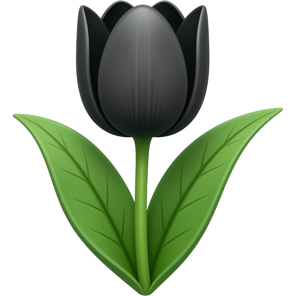 Black tulp with green leaves emoji