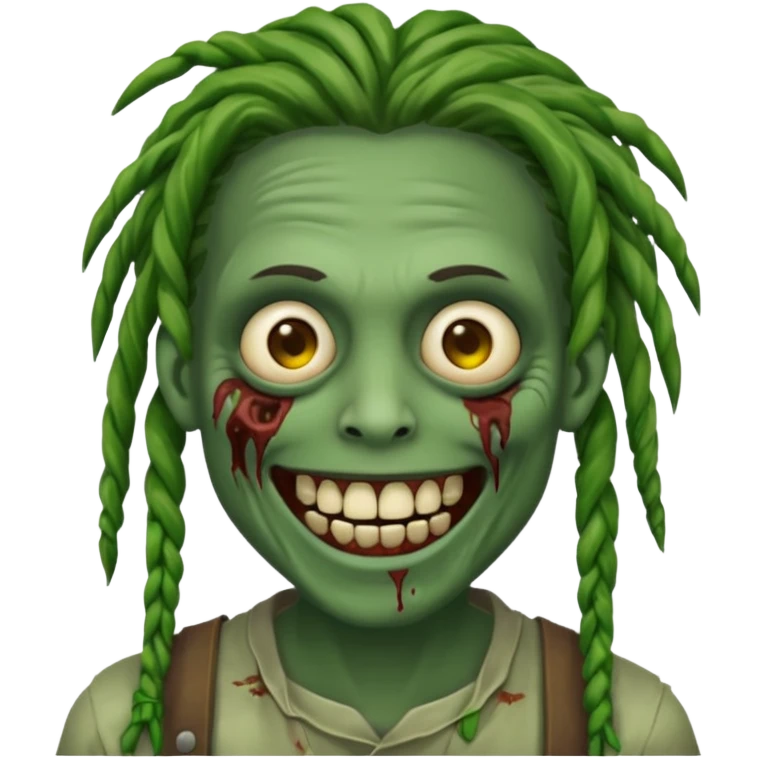 zombie with dreads with braces smiling  emoji