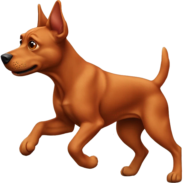 realistic solid red dog with pointed ears running emoji