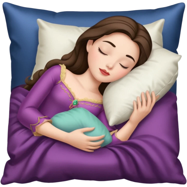 sleeping beauty brunette white girl with a silk pillow emoji