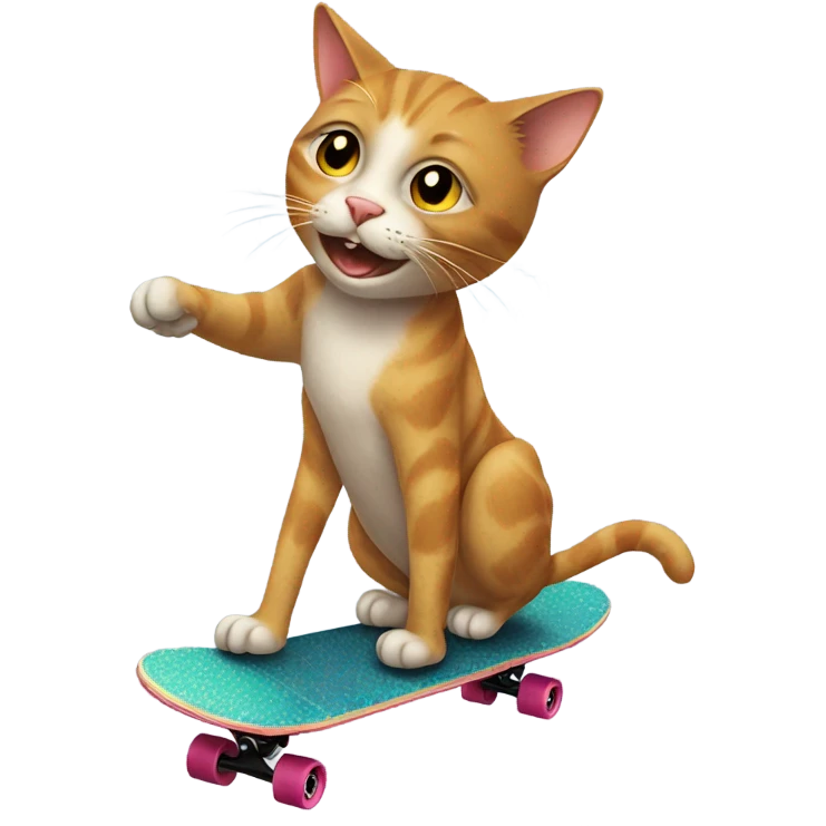 Cat riding a skateboard 420 emoji