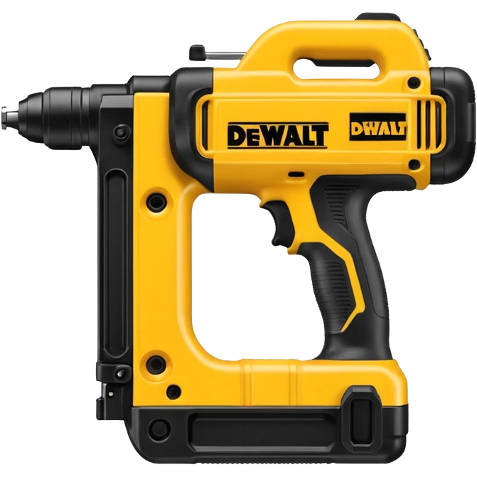 DeWalt nail gun, yellow and black, expressive and clean emoji