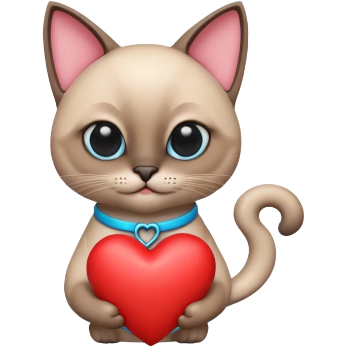 The Siamese cat is holding a heart 3d emoji