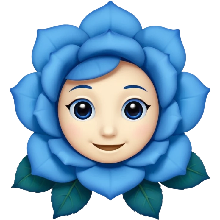 blue rose with eyes and smile no face emoji