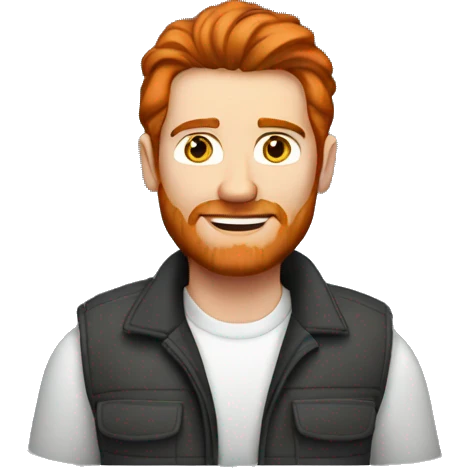 Red headed man driving a dodge dakota emoji