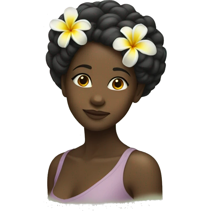 Black girl with a plumeria flower in her hair emoji