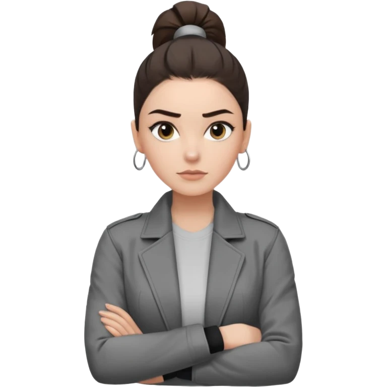 สีตาโทนสีเทาเท่ ๆ มีประกายคม

คิ้วได้รูป มองแล้วดูสตรอง

ผมหางม้าสูง / ผมสั้นสปอร์ต

เสื้อแจ็กเก็ต / ลุคสตรีทแฟชั่น

ท่าโพสกอดอก
ฟีล: Girl Boss, cool beauty, minimal but powerful emoji