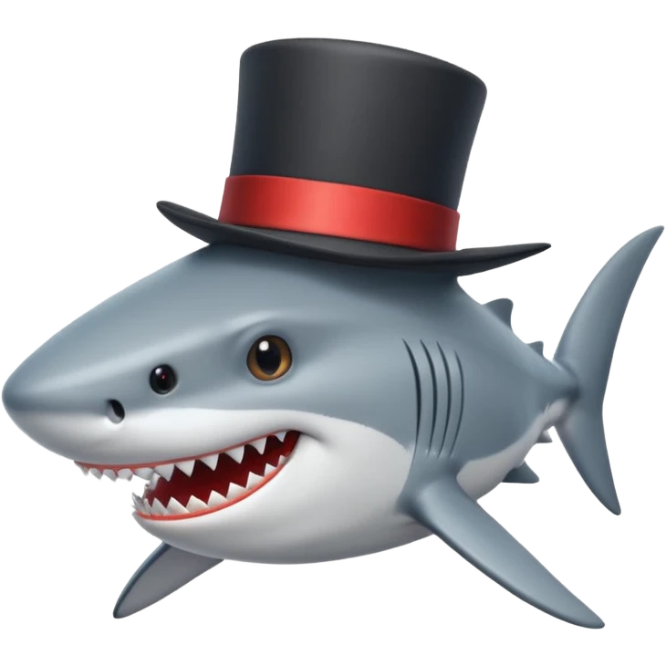 Shark with a top hat emoji
