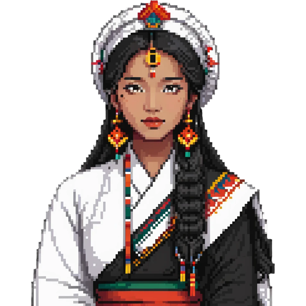 Woman with mixed Korean and Indian features, wearing traditional elements from both cultures emoji