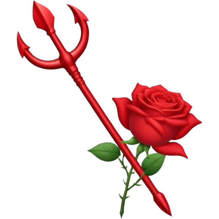 trident entouré de roses (fleurs) emoji