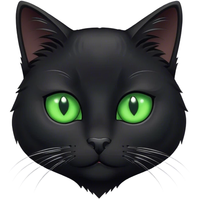 A black cat with green eyes and a white spot on its chest emoji
