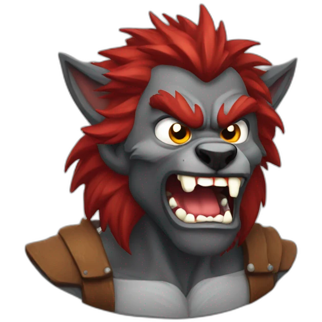 werewolf-with-big-mouth-and-red-hair-furious-fang emoji