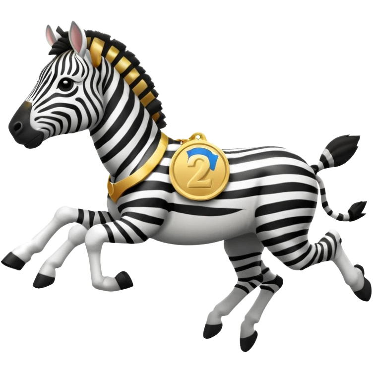 a zebra picking running a marathon with gold medal emoji