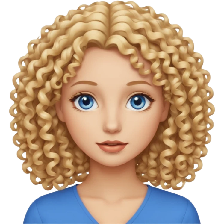 blondynka krecone wlosy i niebieskie oczy obrysowane usta na jasny braz emoji