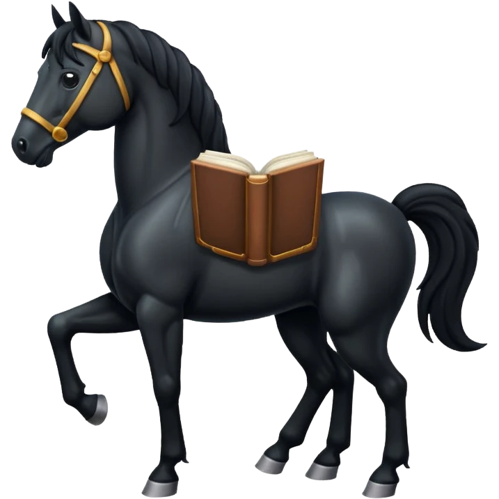 black horse with book emoji