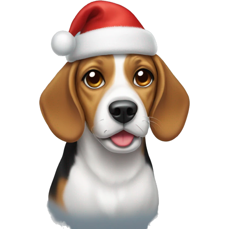 Beagle with xmas hat emoji
