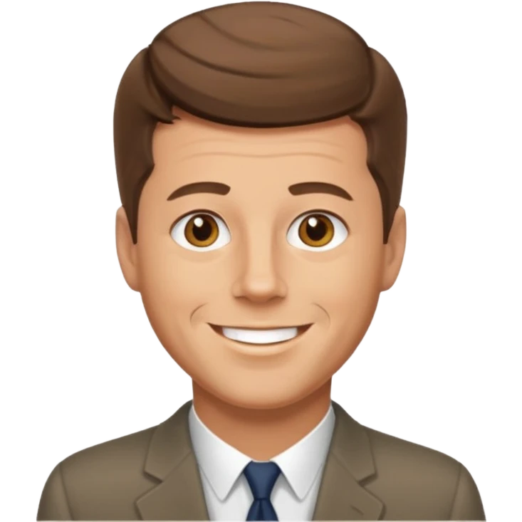 guy with a JFK style haircut that is medium brown. hazel eyes that lean green. light skin emoji