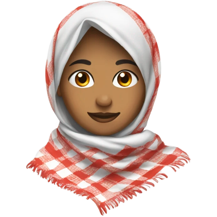 woman fixing red and white checkered kuffiyeh emoji