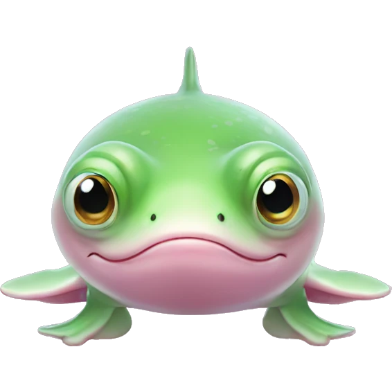 Pink beluga whale with the face of a frog emoji