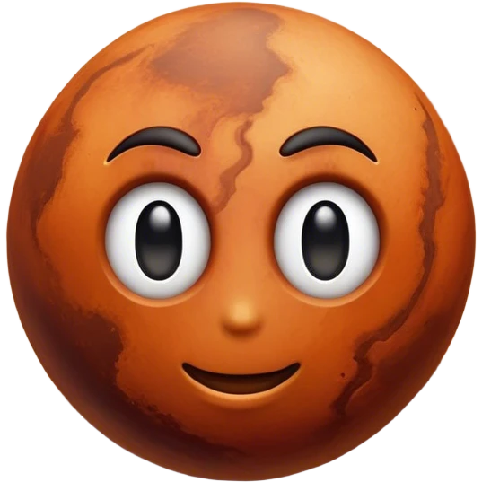 Cinematic Realistic Mars Emoji, portrayed with rugged, rust-colored landscapes, deep canyons, and swirling dust storms rendered with lifelike texture and an orange-hued glow that evokes the enigmatic allure of the Red Planet. emoji