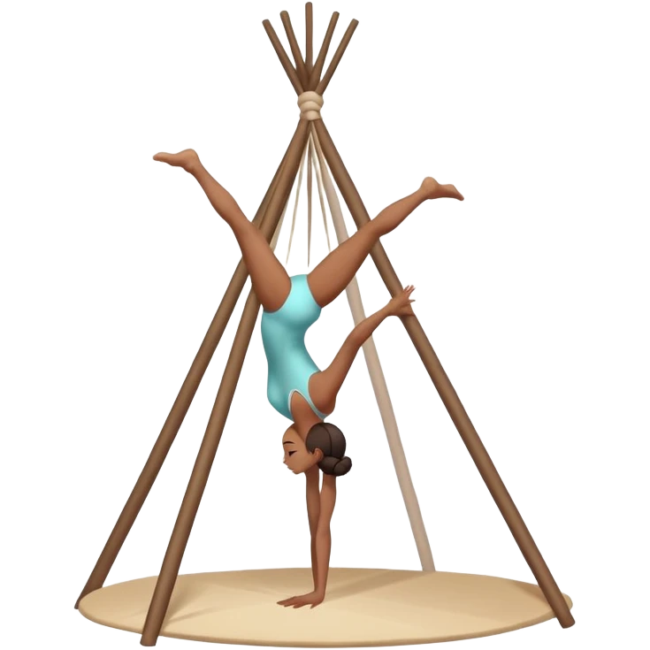 Woman doing gymnastics on a tepee emoji