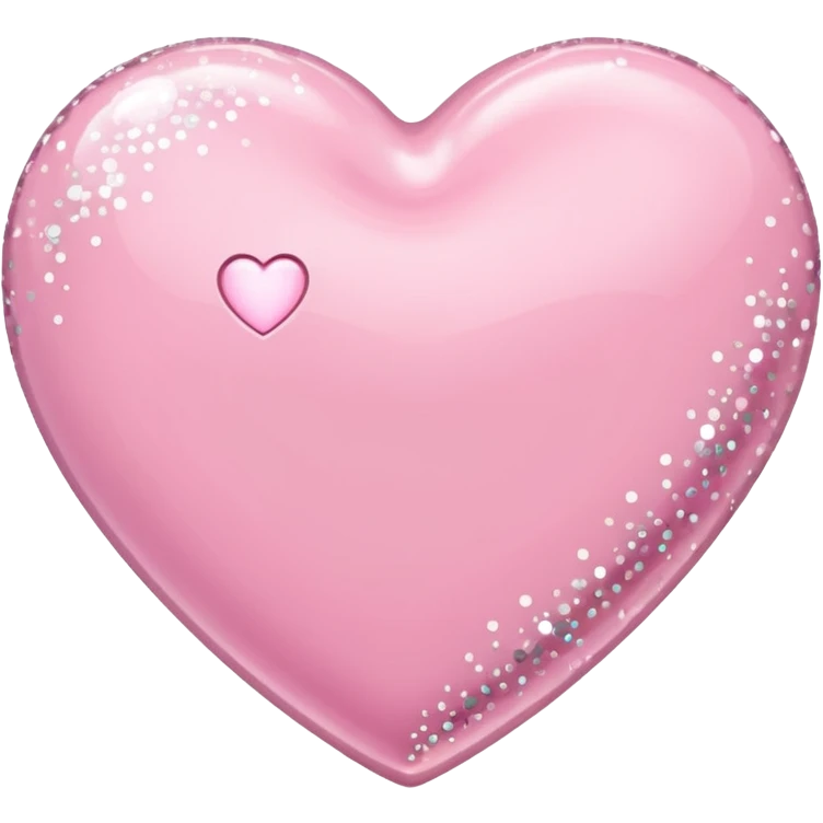 Baby pink heart with sparkles that are chrome  emoji