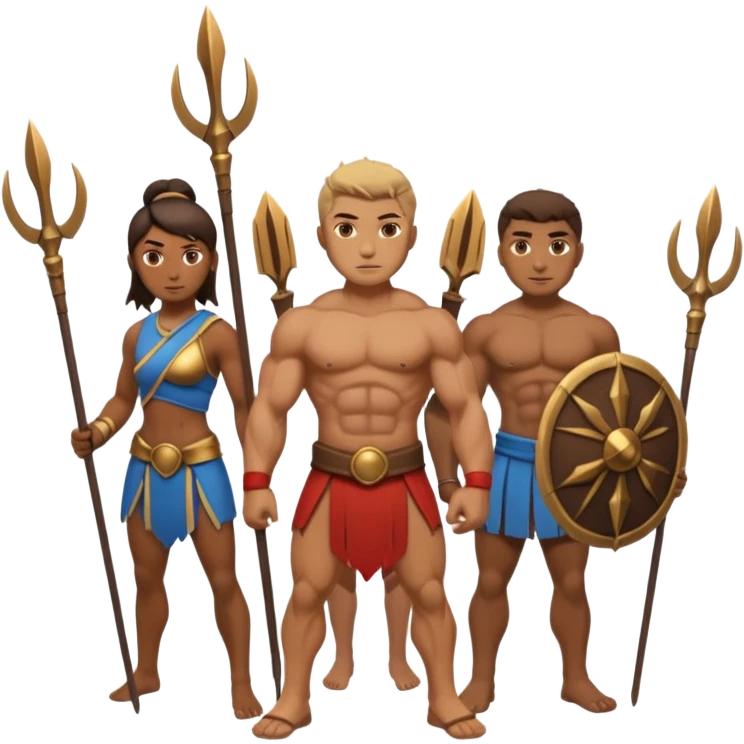 the first humans with spears emoji
