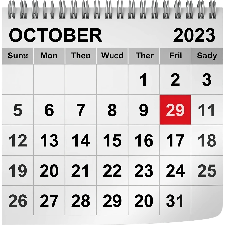 October calendar 29 emoji