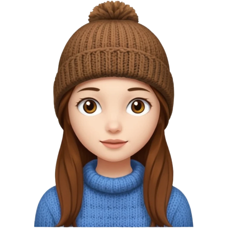 Girl with long brown hair and wearing a beanie
 emoji