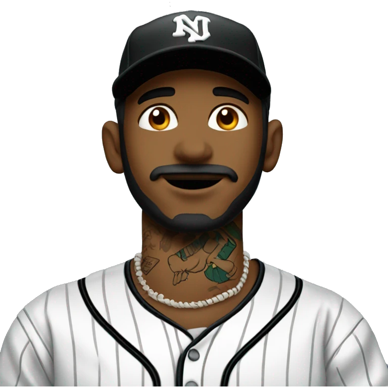 baseball player with 100 tattoo on neck emoji