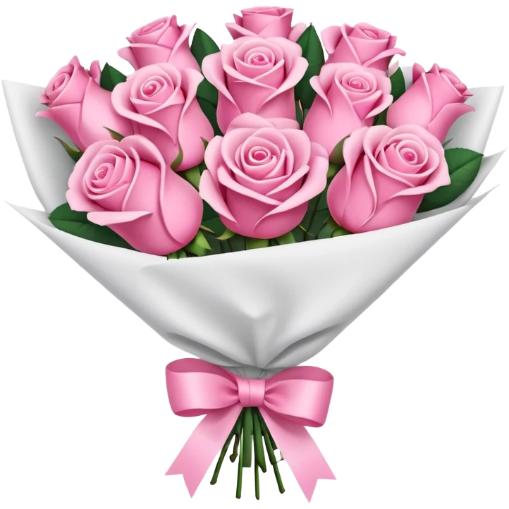 bouquet of pink roses beyaz paketli emoji