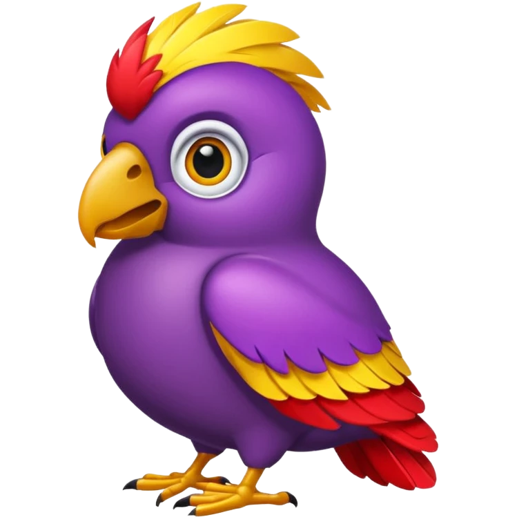 emoji de papagayo morado, rojo y amarillo (sin otros colores) emoji